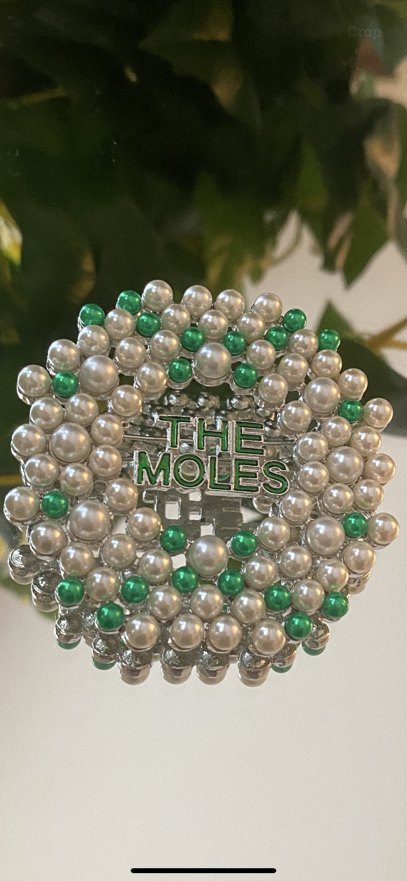 The Moles Brooch with White and Green Pearls #8