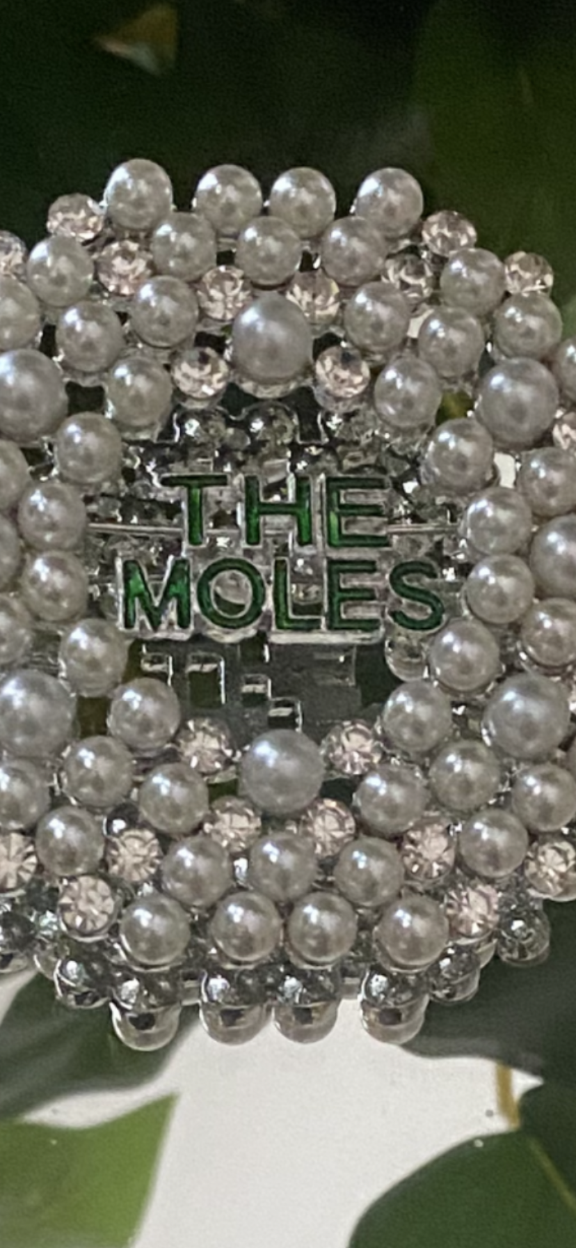 The Moles Brooch with White Pearls and Clear Rhinestones #2