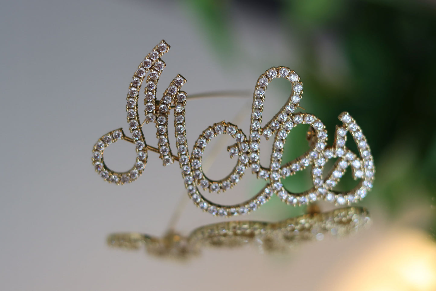Moles Clear, Green, or Clear and Green Rhinestone Pin in Gold