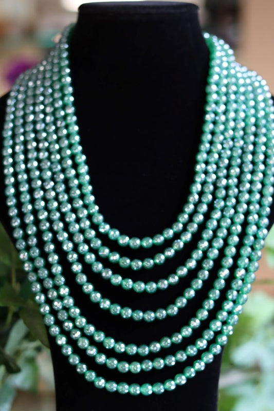 Green Seven Strand Faceted Agate Necklace