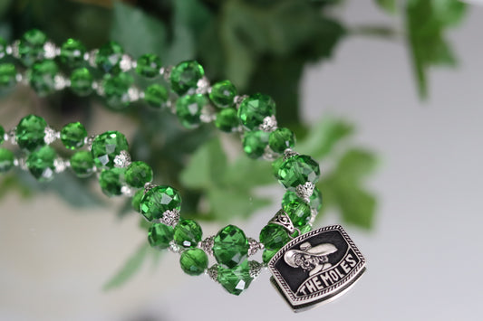 The Moles Pendant Green Austrian Crystal Beaded Necklace