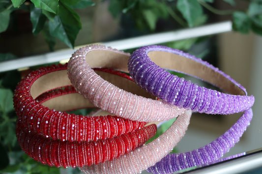 Red, Pink, or Lavender Beaded Headband