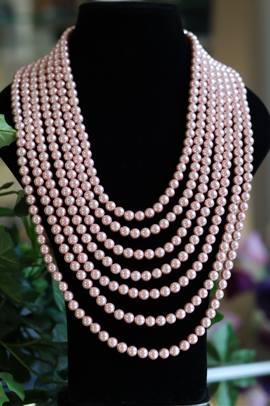 Pink Seven Strand Mother of Pearl Necklace