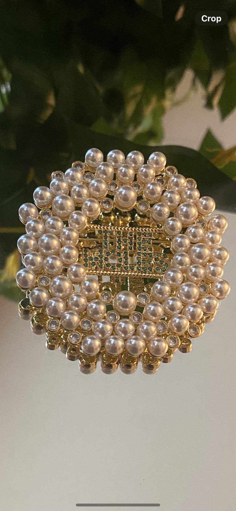 The Moles White Pearls with Clear and Green Cubic Zirconia #16