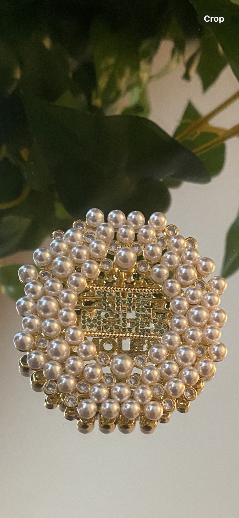 The Moles White Pearls with Clear and Green Cubic Zirconia #16