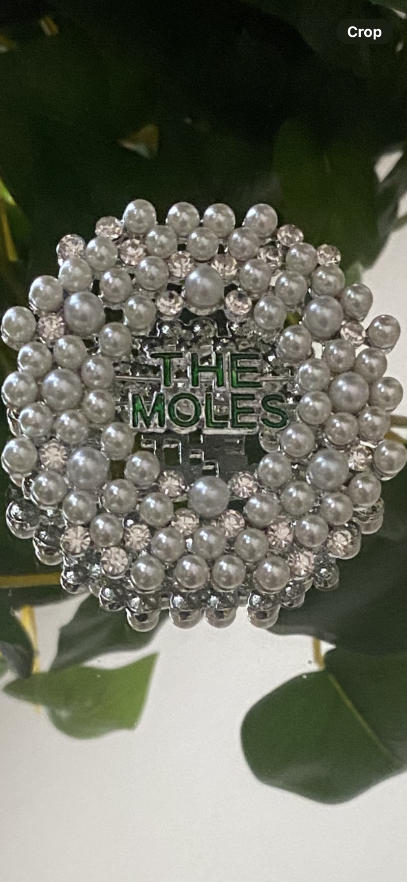 The Moles Brooch with White Pearls and Clear Rhinestones #2