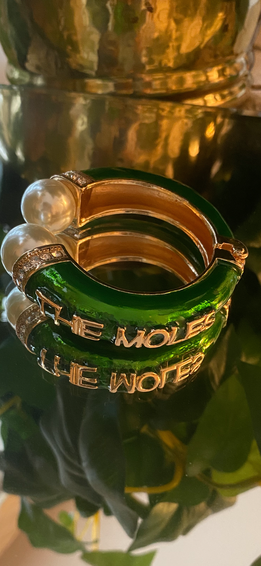 The Moles Green Bangle Bracelet Gold Metal