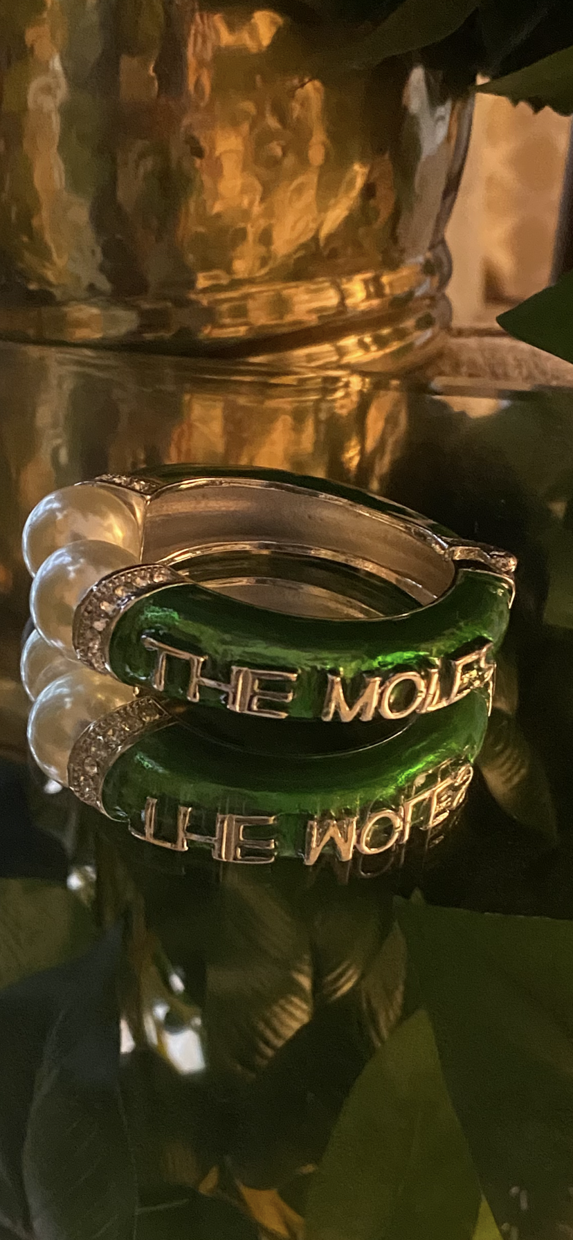 The Moles Green Bangle Bracelet in Silver Metal