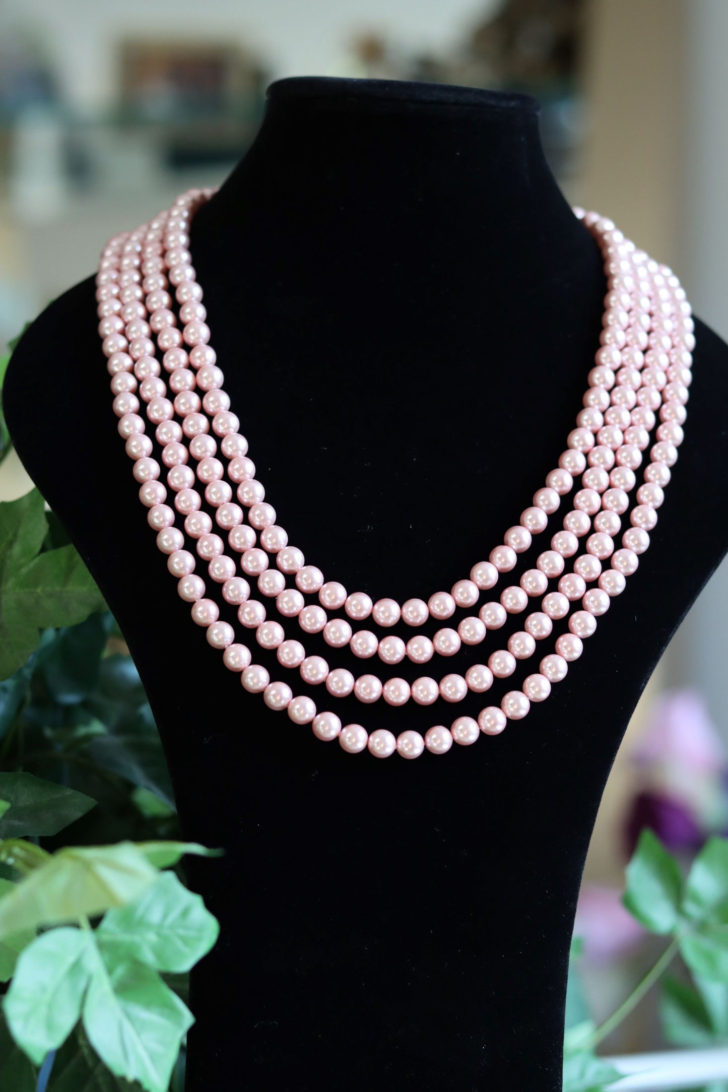 Pink Seven Strand Mother of Pearl Necklace