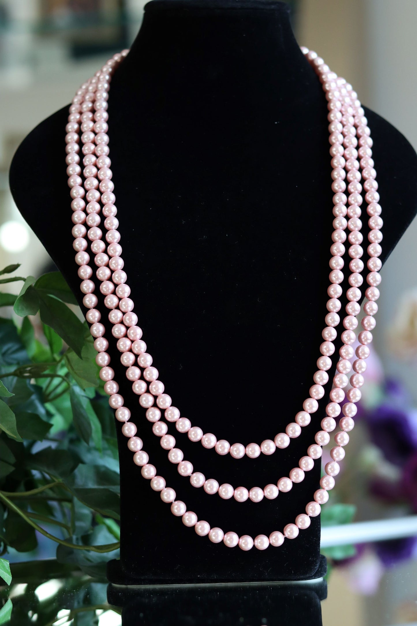 Pink Seven Strand Mother of Pearl Necklace