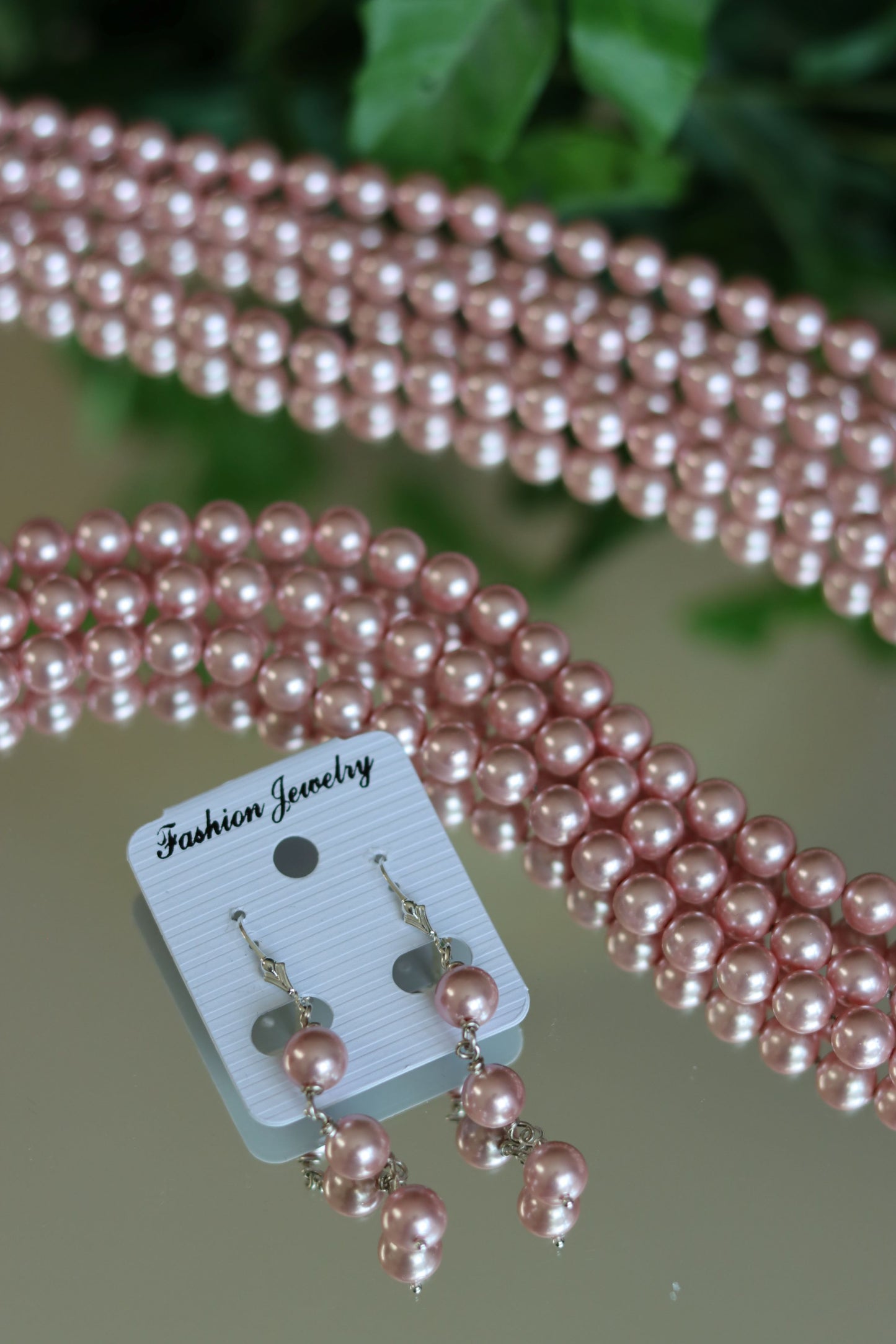 Pink Seven Strand Mother of Pearl Necklace