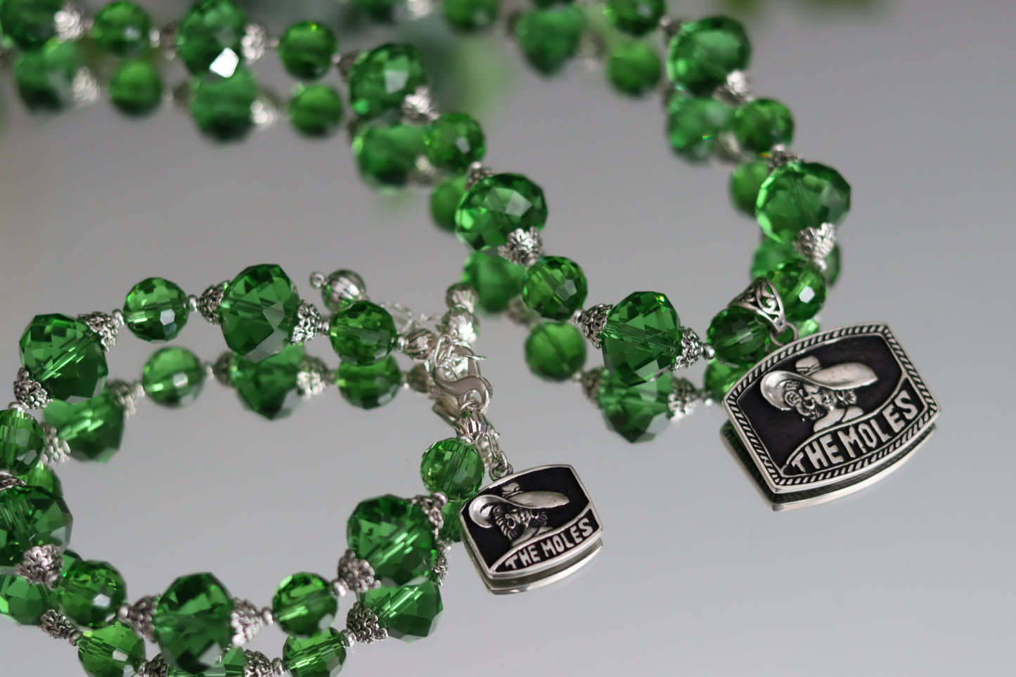 The Moles Pendant Green Austrian Crystal Beaded Necklace