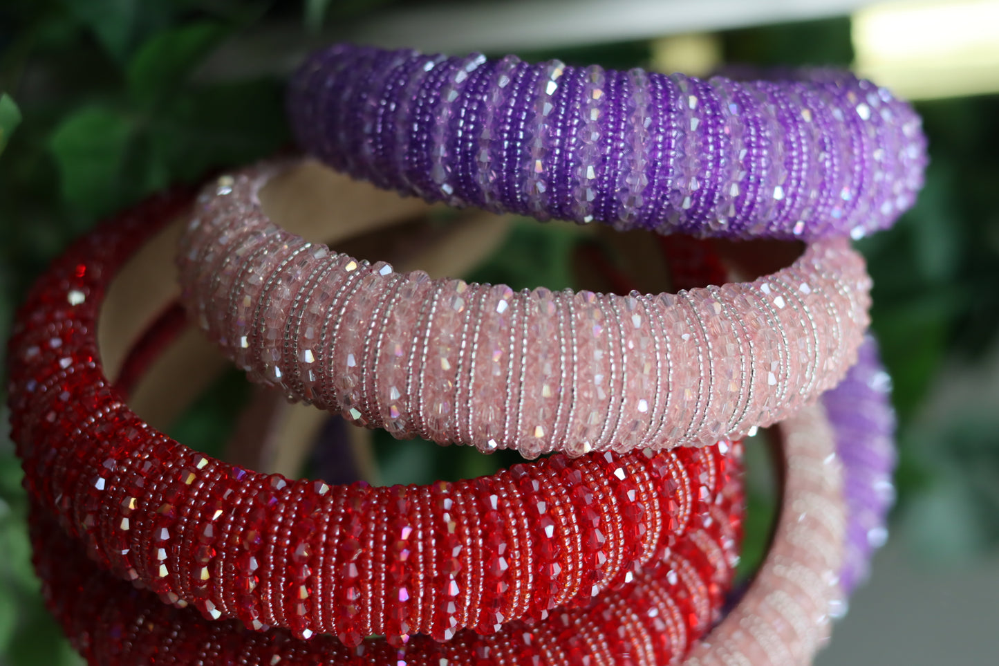 Red, Pink, or Lavender Beaded Headband