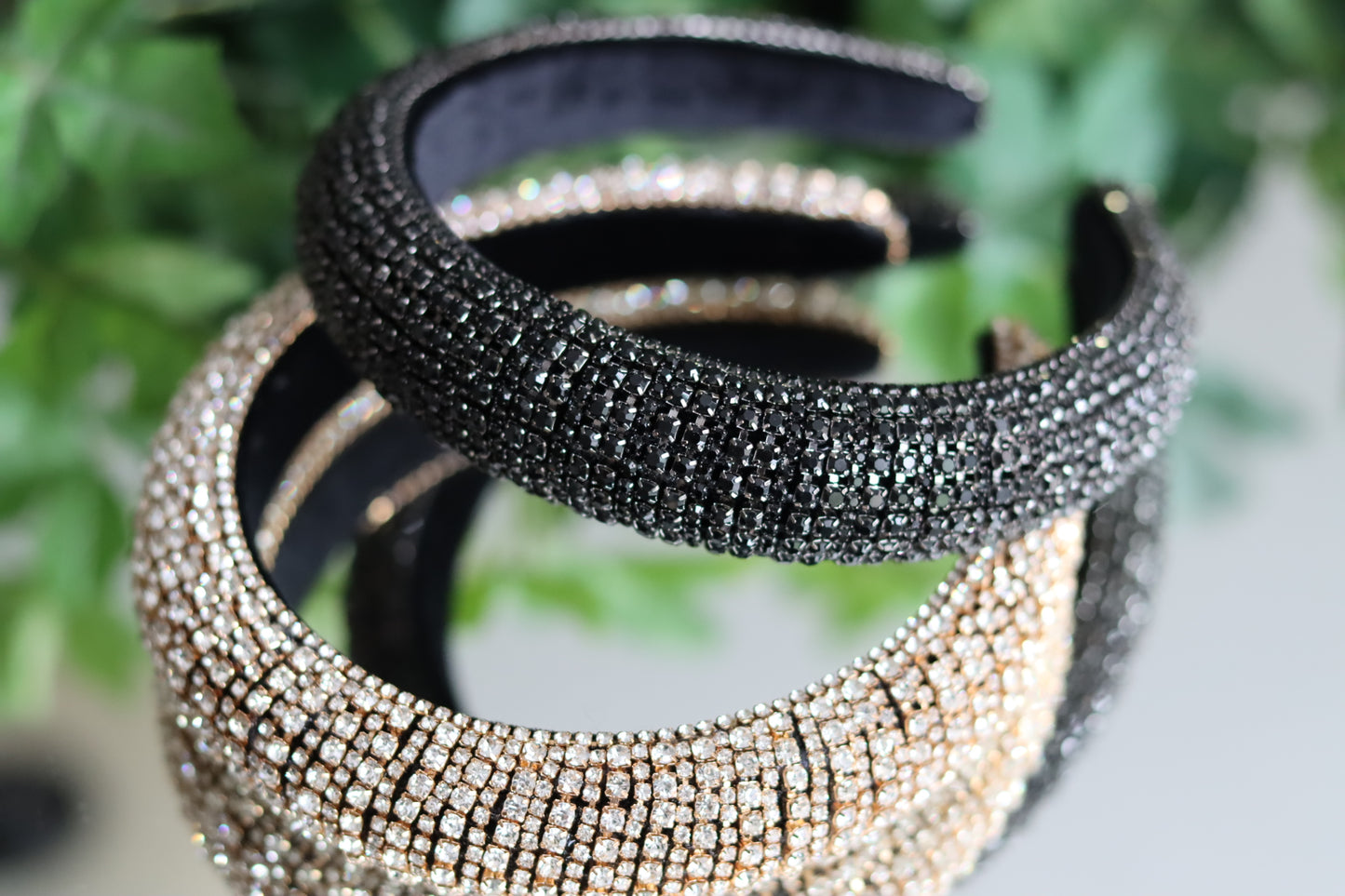 Gold, Black Rhinestone Headbands