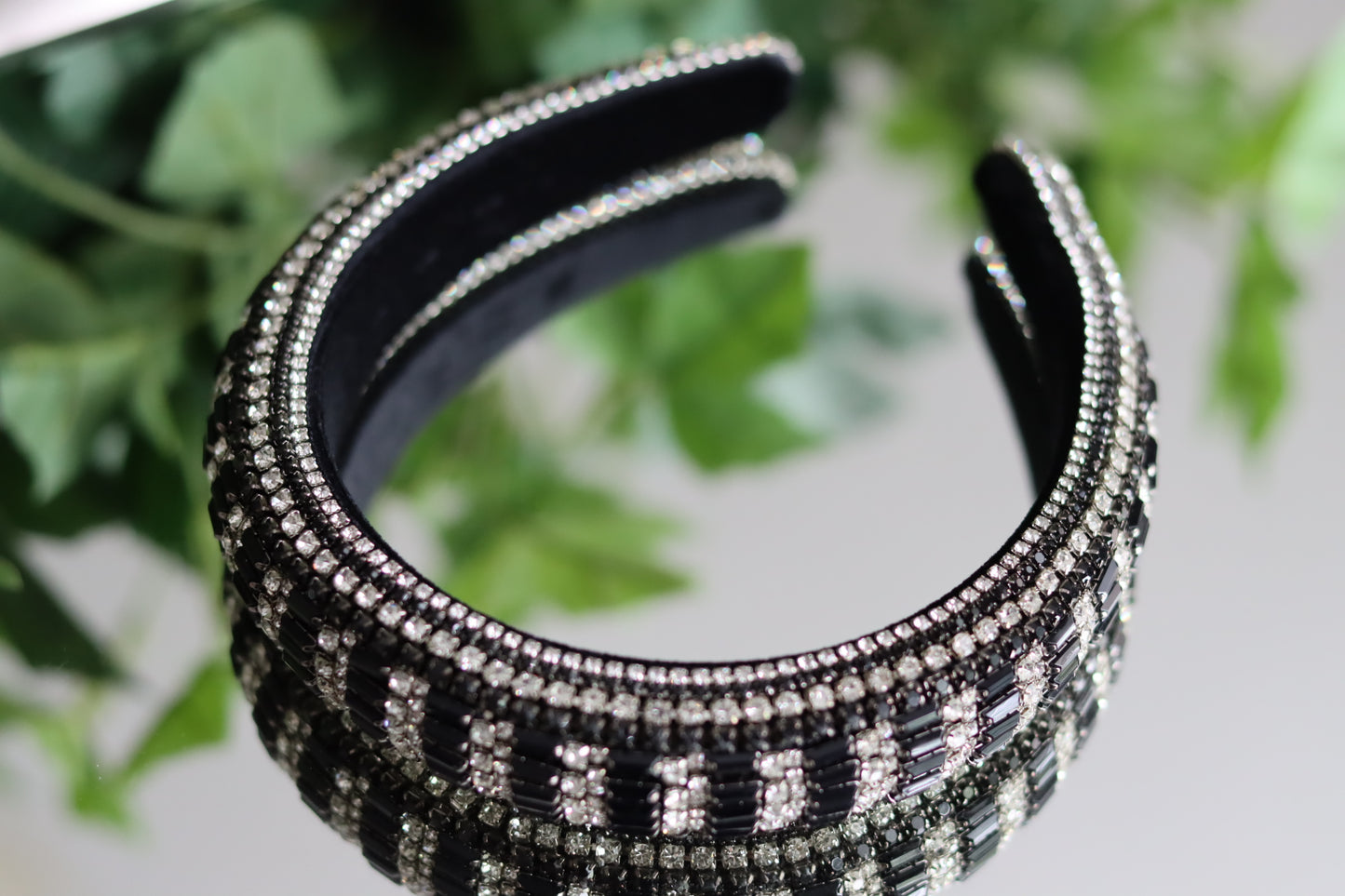 Silver, Black and Clear Rhinestone Headbands